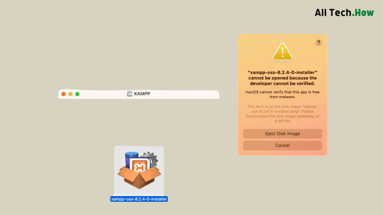 “xampp-osx-8.2.4-0-installer” cannot be opened because the developer cannot be verified